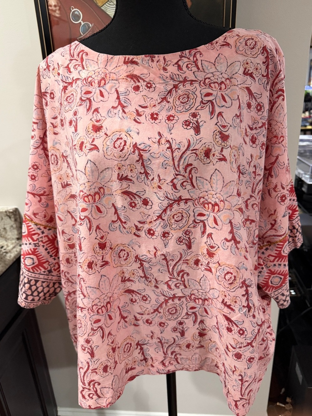 Pure Jill Women's Pink Floral Boatneck Top size medium